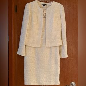 Brooks Brothers Ivory Tweed Jacket & Dress Set